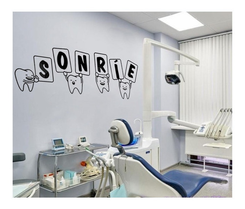 Vinilo Decorativo Frase Sonríe Dentista Odontólogo Baño