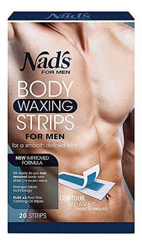 Bandas De Cera De Nad's Para El Cuerpo Del Hombres 20 ea., P