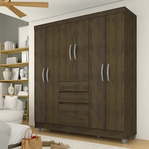 Guarda Roupa Lia 6 Portas Capuccino Móveis Arapongas