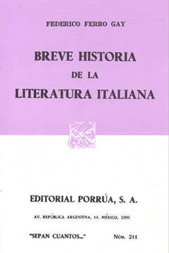 Libro Breve Historia De La Literatura Italiana