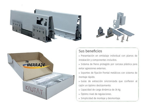 Gaveta Con Freno Kautat De 50cm Tipo Blum Cocinas
