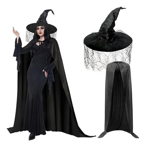 Classic Evil Witch Costume Cloak And Curved Witch Halloween
