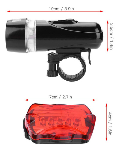 Juego De Luces Led Bicicleta Liberación Rápida Faros Y Trase Negro