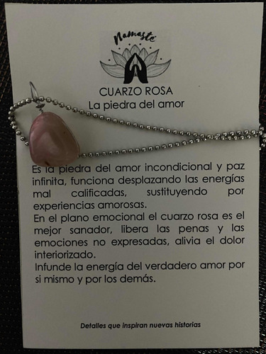 Collar Cuarzo Rosa Regalo Premium Chakra Corazón