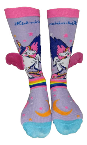 Calcetas Locas Cumpleaños Fiesta Premium 3d Unicornio Rosa Rosa Bordado Niñas De 3 A 9 Años