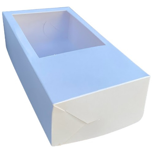 Caja Blanca Para Macarrons 20x10,5x5 Cm Con Visor- X 10 Un.