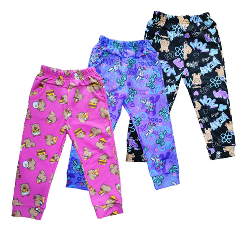 Pantalon Jogging Estampado Con Puño Y Bolsillos Nena Niña