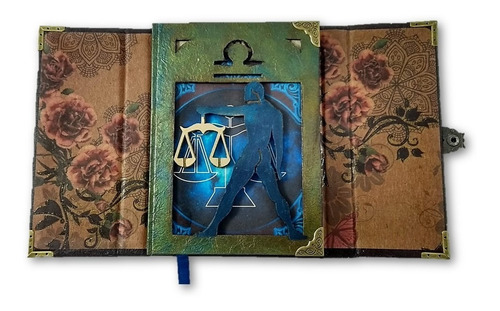 Imagem 7 de 8 de Grimório Zodíaco Libra Artesanal Capa Relevo