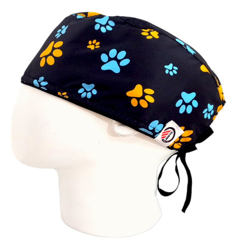 Gorro Quirúrgico Hombre + Lanyard Huellas Veterinaria Perro