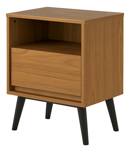 Mesa De Cabeceira Lateral Compacta 1 Gaveta 1 Nicho Eccos Cor Nature