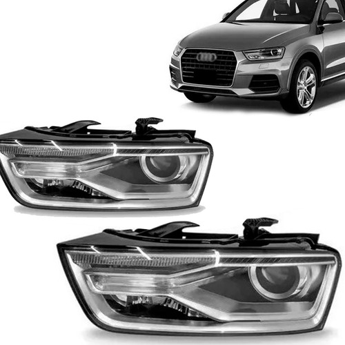 Farol Audi Q3 2015 2016 17 18 Elétrico Com Motor Com Led Drl
