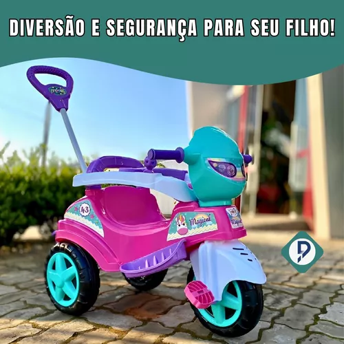 Triciclo Infantil Menina Com Empurrador Pais E Filhos