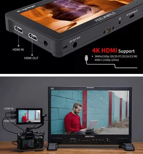 Monitor 4K câmera DSLR Feelworld F5 prox de 5,5 polegadas e 1600 NIT High Brigth