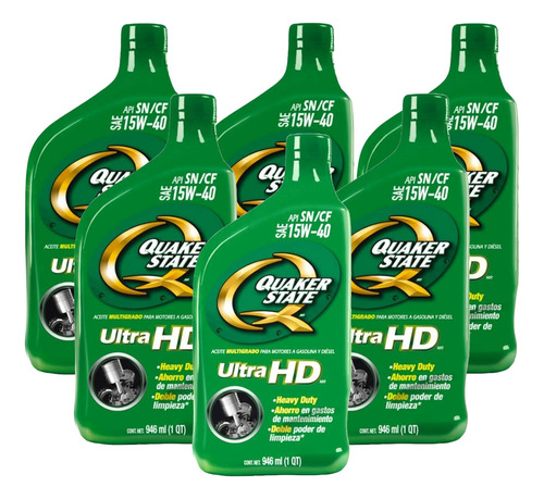 Aceite 15w40 Quaker State Ultra Hd 946 Ml 6 Pack