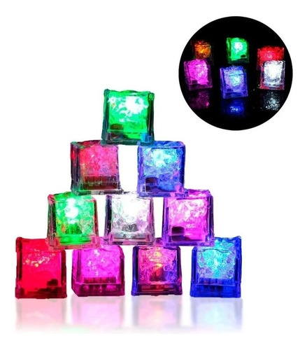 12 Hielos Luminosos Luz Led Bebidas Fiesta Reutilizable Boda