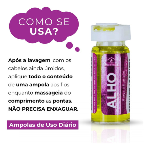 24 Ampolas Alho 2,8ml Dermabe Ação Anti Caspa E Anti Coceira
