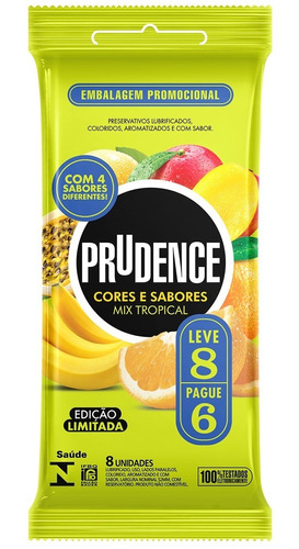 Preservativo Prudence Cores E Sabores Mix Tropical L8 P6