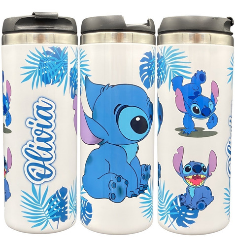 Termo Stitch Personalizado Varios Diseños Acero Inoxidable #062.1 Stitch V2 (termo Blanco) Termo Vaso 450 Ml (sin Popote)