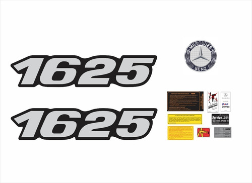 Kit Adesivos Compatível Mercedes 1625 Emblema Resinado F051 Cor Padrão