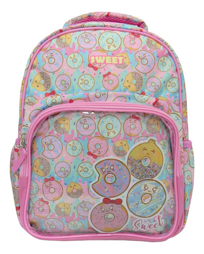 Mochila Escolar Biscoitos Donuts Sweet Costas Tam G Meninas Cor Rosa