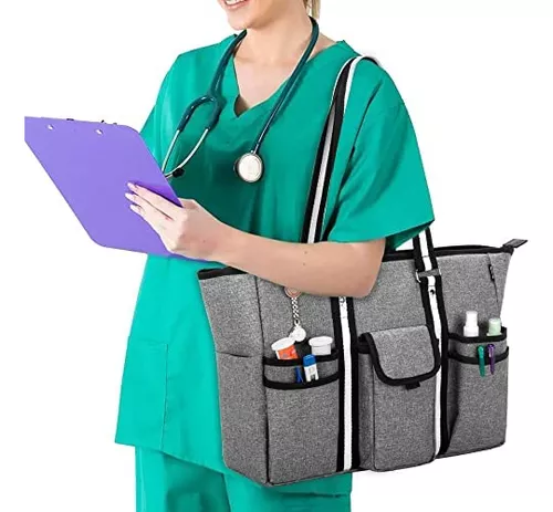 CURMIO Bolsa de enfermera y bolsa para el trabajo, bolsa clínica de  enfermería con funda acolchada para laptop para visitas al hogar, cuidado  de la