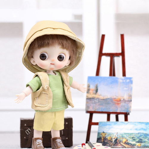 Boneca Bjd Fofa, Menino 14 Cm Veste Diy Crianças Cáqui