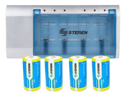 Kit 4 Pilas Tipo D Gorda Recargable Con Cargador Steren