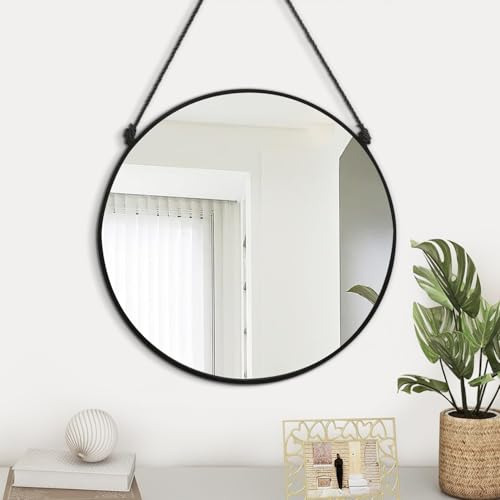Espejo Circular Colgante Para Pared Espejo Redondo Negro Par