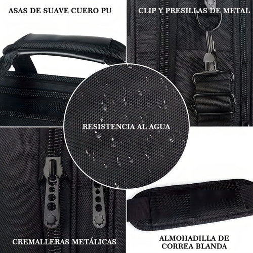 Maletín Portafolio Para Laptop De 17 In Hombre Impermeable Ytonet 108500BLK Negro