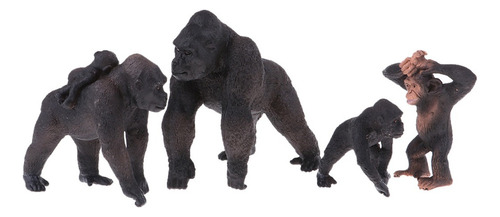 4 Piezas Simulación Gorila Familia Figura Juguete Animal
