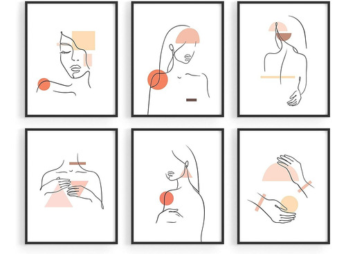 Juego De 6 Impresiones De Mujer Minimalista
