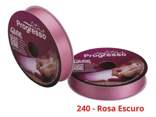 Fita Cetim Nº5 22 Mm Rolo Com 50 Metros Progresso Cor 240 - Rosa Escuro