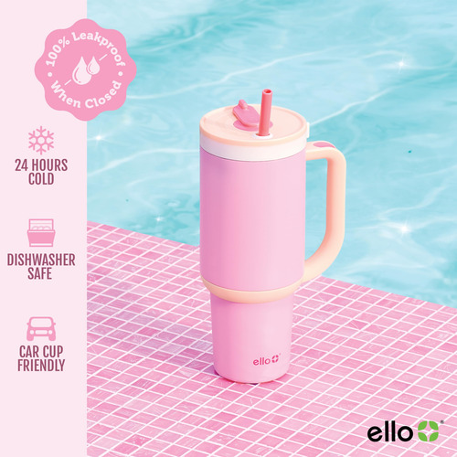 Vaso Ello Oasis De 900 Ml Con Asa Y Pajita Retráctil