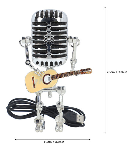 Robot Con Micrófono Metálico Que Sostiene La Guitarra, Estil