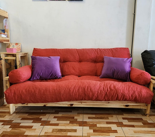 Sillon Cama Futon 3 Cuerpos + Colchon Tapizado En Chenille