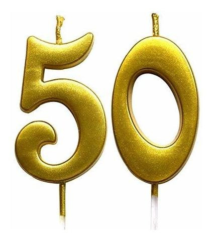 Vela De Oro Número 50 Para Cumpleaños, Número 50, Velas Para
