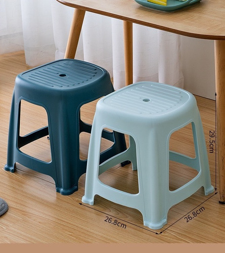 Piso Banquito Plástico Resistente Para Baño Cocina 24x24x30