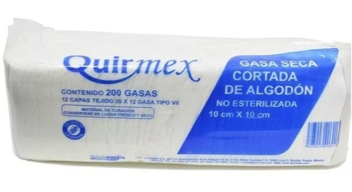 Gasa Seca 10x10 Quirmex Caja Master 30 Paq De 200 Pz