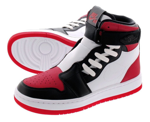 tenis jordan blancos con negro y rojo