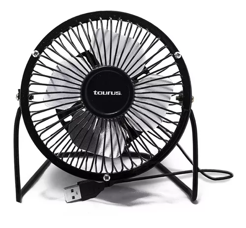 Ventilador De Escritorio 4 Taurus Mini, Metálico, Usb Color de la  estructura Negro Color de las aspas Plateado