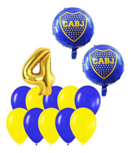 Globos Metalizados Boca Juniors 2+ Numero 40 Cm+ Globos 10