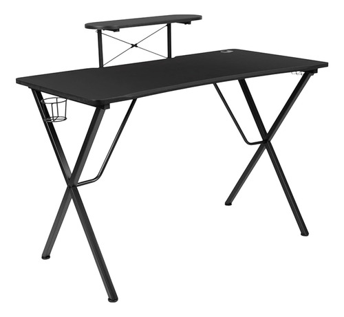 Flash Furniture Mallot Escritorio De Juego Negro Con Portava