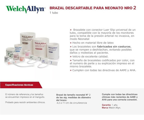 Imagen 8 de 10 de Manguito Neonatal Nº2 Descartable Welch Allyn Envio Gratis