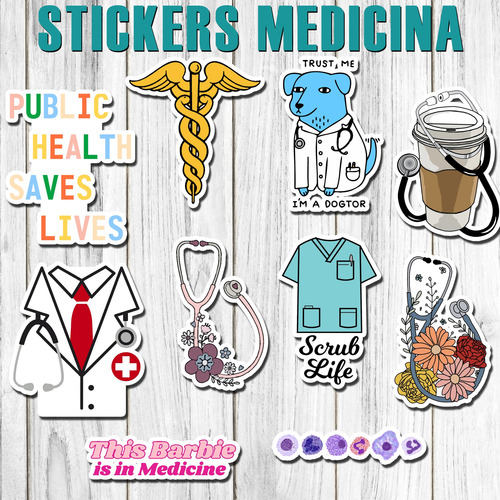 Stickers Medicina 25 Unidades Pvc Plastificados