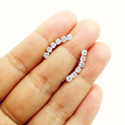 Aretes Lambada Trepadores Ear Cuff Blanco De Plata Ley .925