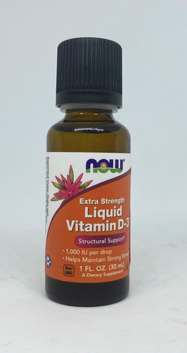 Vitamina D3 Líquida 1000ui Por Gota - 30ml - Now Sabor Sem sabor