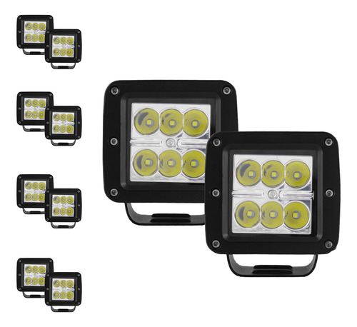 5 Pares De Faros Estrobo Blanco 6 Leds 24 Watts Tunelight