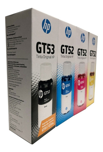 Combo 4 Botella Tinta Hp Gt53 Negro Gt52 Cian Magenta Amarillo Originales