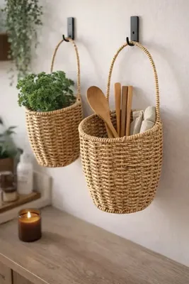 Cesto Vaso Cachepô Tipo Palha Decorativo Organizador Multiuso Sala Varanda Jardim Tendência Para Planta Natural Decoração Piquenique Artesanal Trançado Alça Rústico Porta Trecos Kit Vazado Elegante