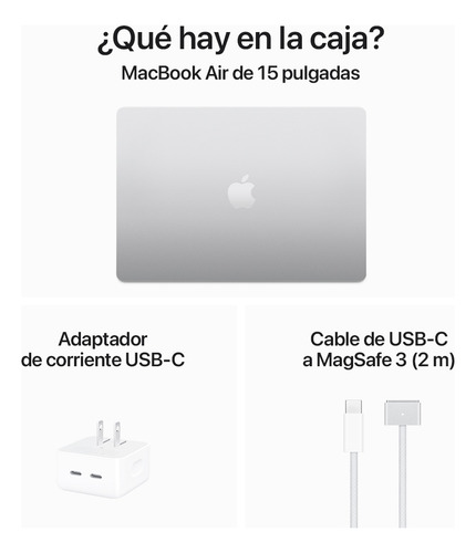 Macbook Air 15 : Chip M3, 8 Núcleos, 256 Gb Ssd, Color Plata Color Plata